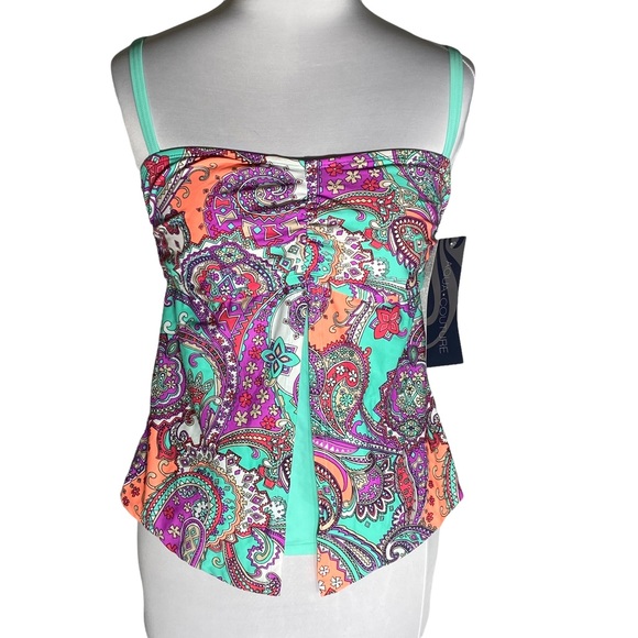 Aqua Couture Tankini Swim Top New Size Medium - Picture 1 of 13